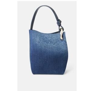 JW Anderson, denim and leather bucket bag with chain-link details